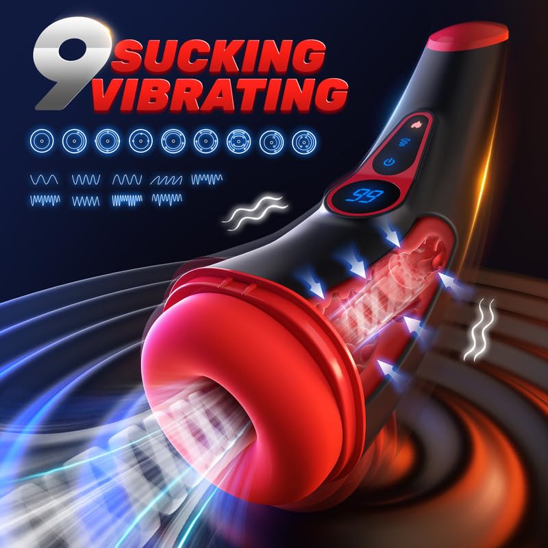 Acmejoy – Blowhorn 9 Suction & Vibration Heating Stroker with Voice & LCD Display Masturbation Cup - Tophatter Daily Deals